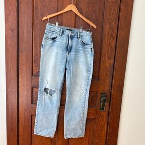 Silver Jeans Women's Frisco Straight Light Blue Ripped Jeans 28W/28L